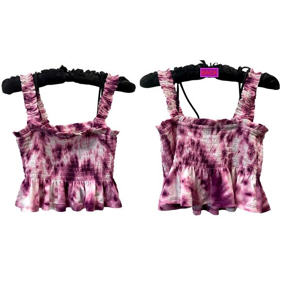 BCBG Generation Purple Tie Dye Smocked Tube Top Crop Top | XXS - Picture 5 of 8